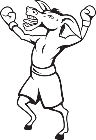 Donkey Democrat Boxer Celebrates The Victory Coloring Page